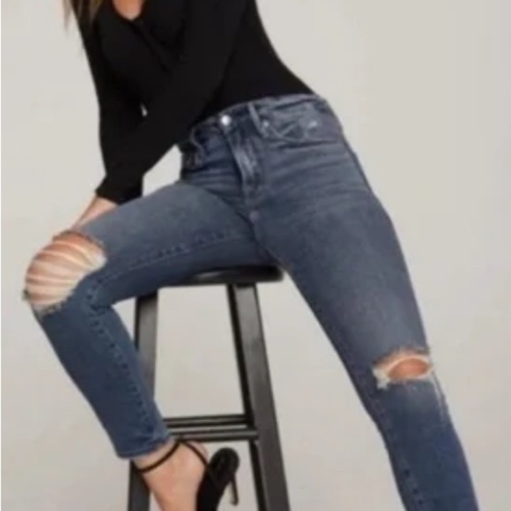 Good American Blue Distressed Skinny Jeans